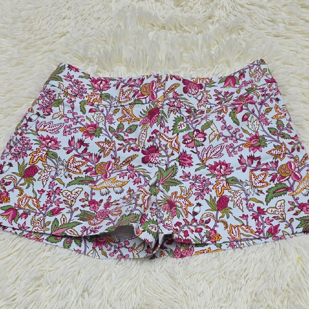 LOFT High Waist Floral Women's Shorts - Pink, Green, White